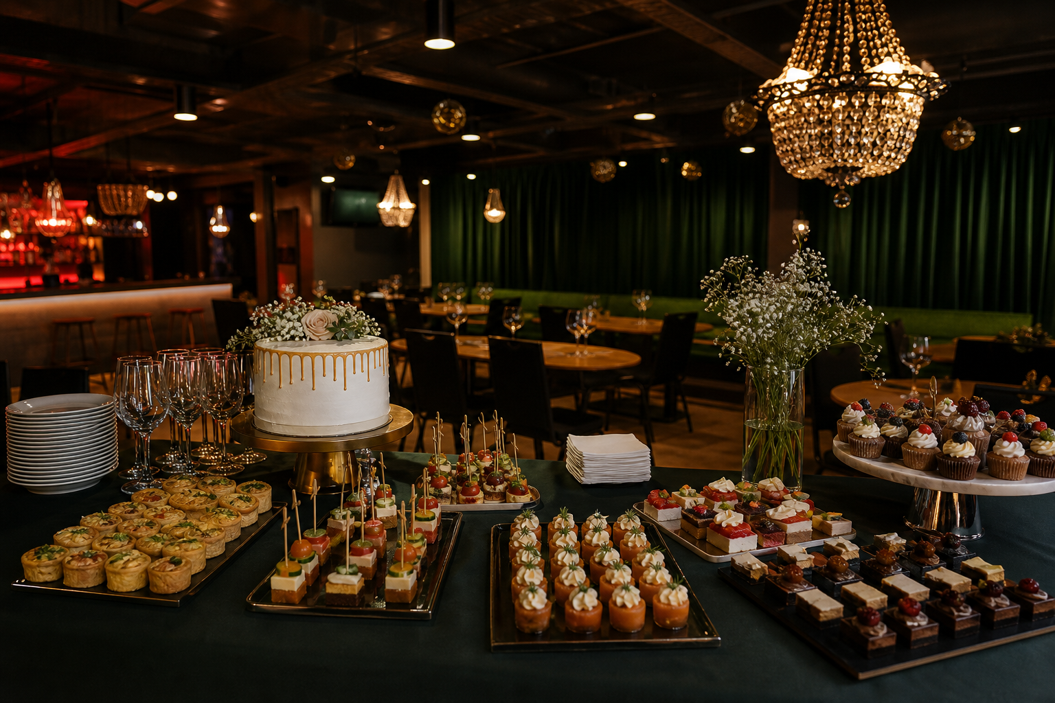 Catering z przekąskami, deserami i tortem w Cotara Club
